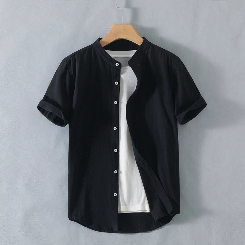 Calder Open Collar Cotton Shirt