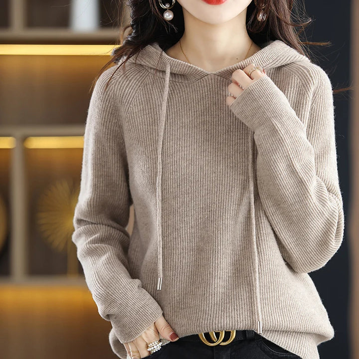 Amaris Hooded Wool-Acrylic Sweater Pullover