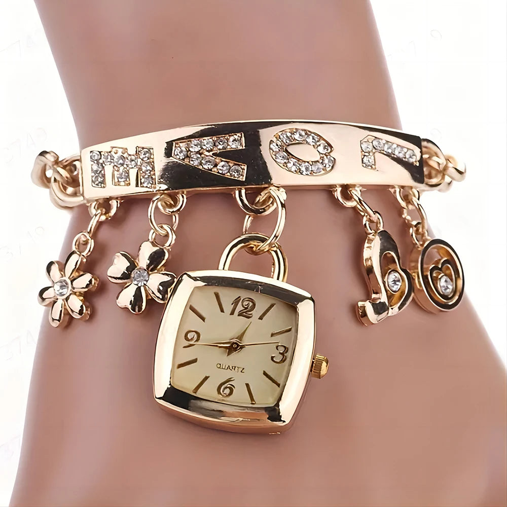 Lustre Rhinestone Charm Watch Bracelet