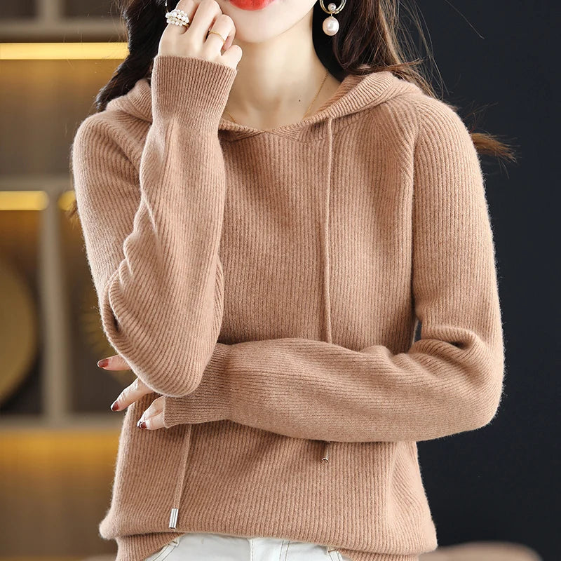 Amaris Hooded Wool-Acrylic Sweater Pullover