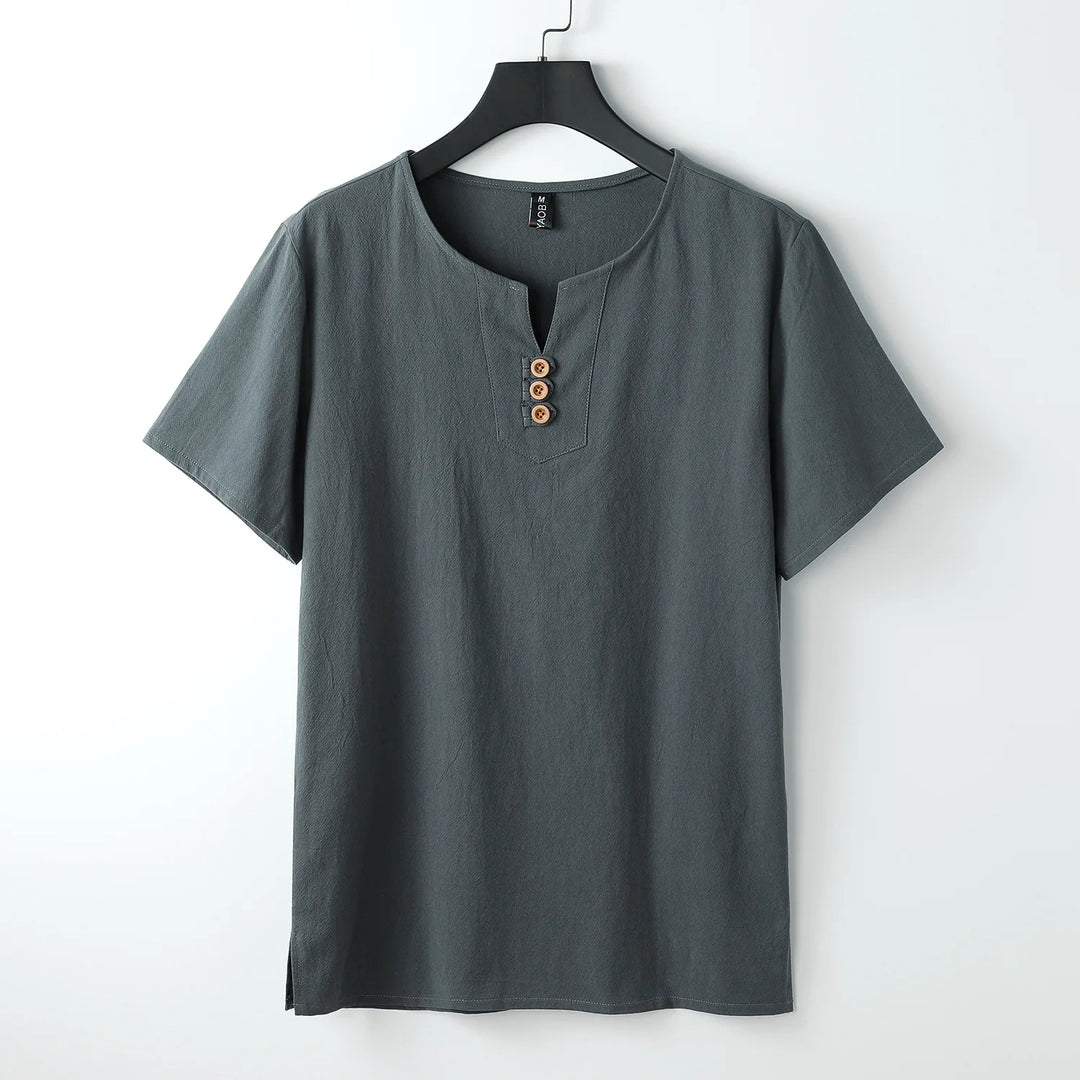 Valaro Linen Split-Neck Tee