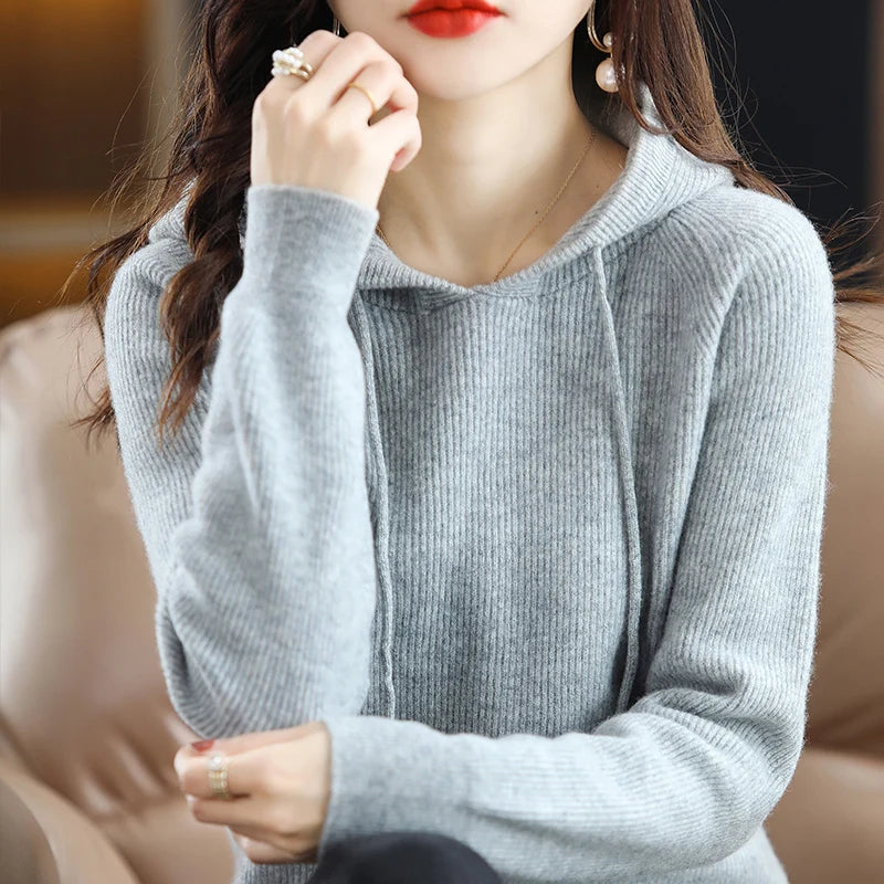 Amaris Hooded Wool-Acrylic Sweater Pullover