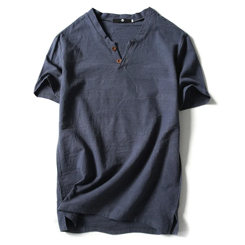 Valaro Linen Split-Neck Tee