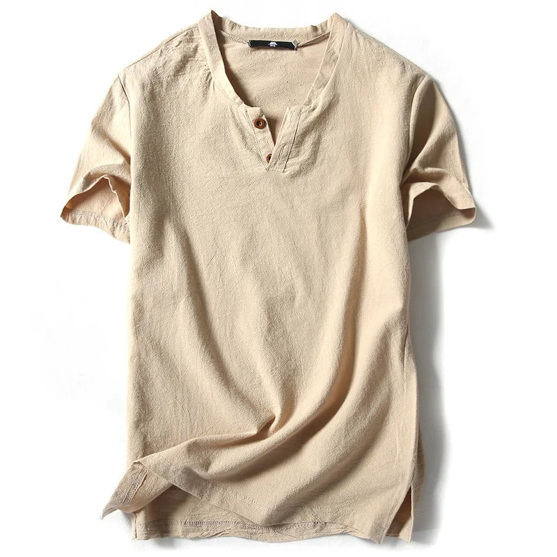 Valaro Linen Split-Neck Tee
