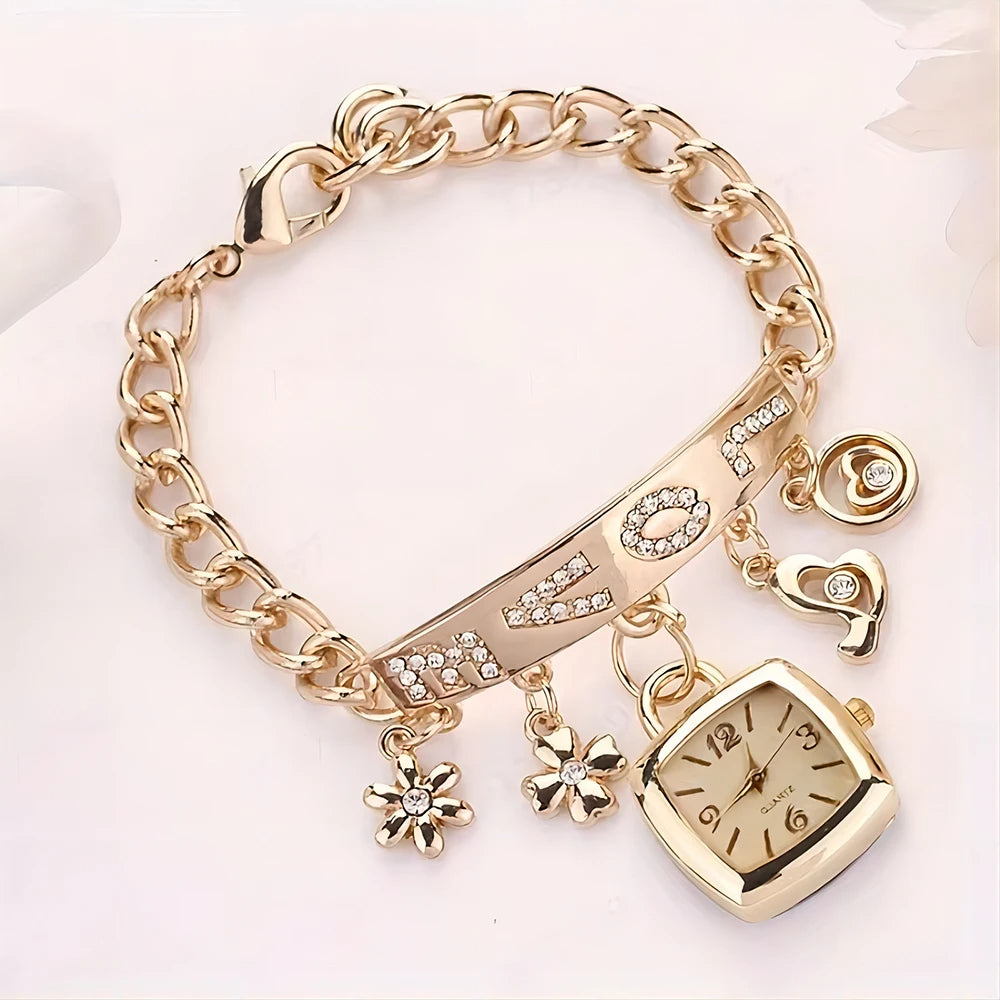 Lustre Rhinestone Charm Watch Bracelet