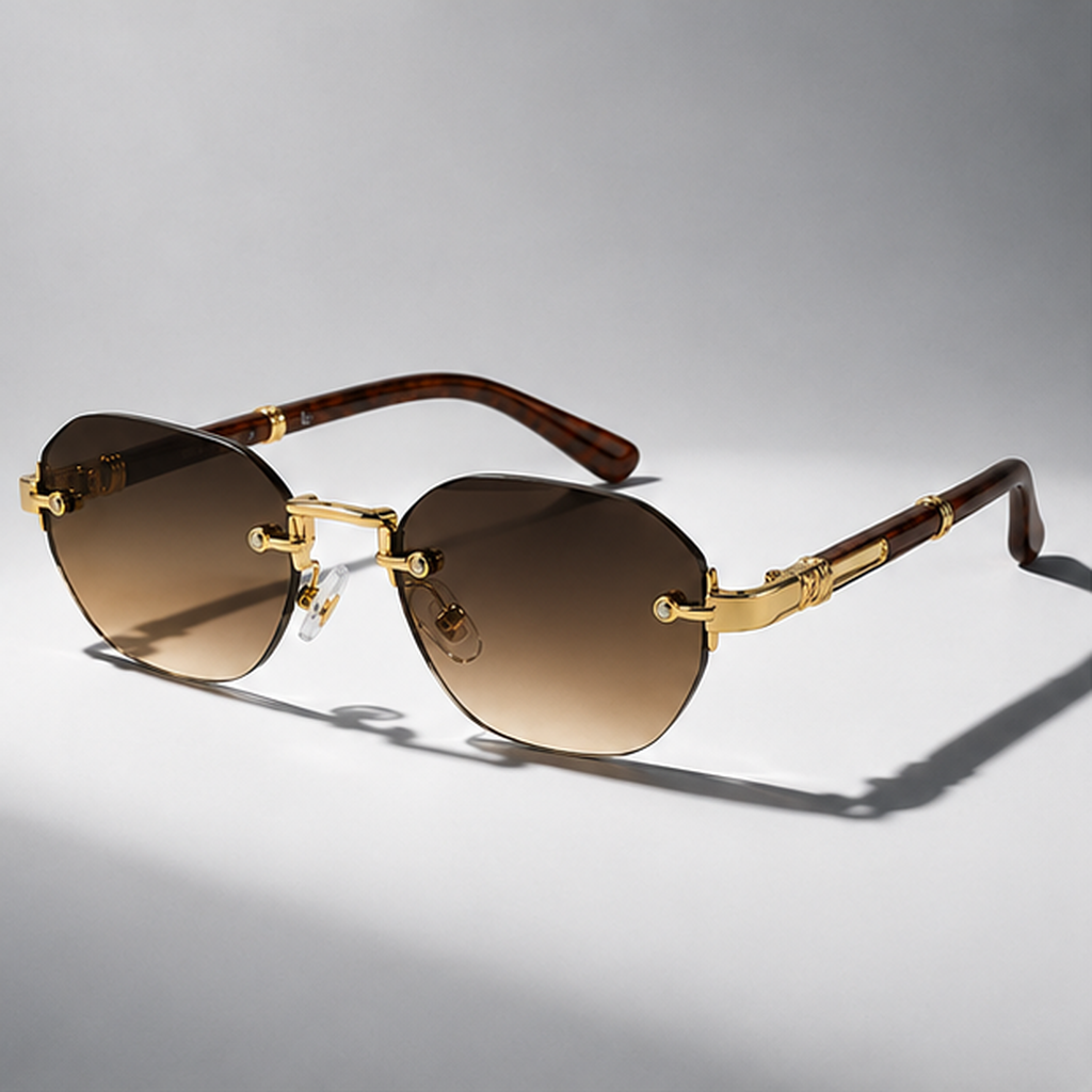 Cannes Gradient Rimless Sunglasses with glossy gradient lenses