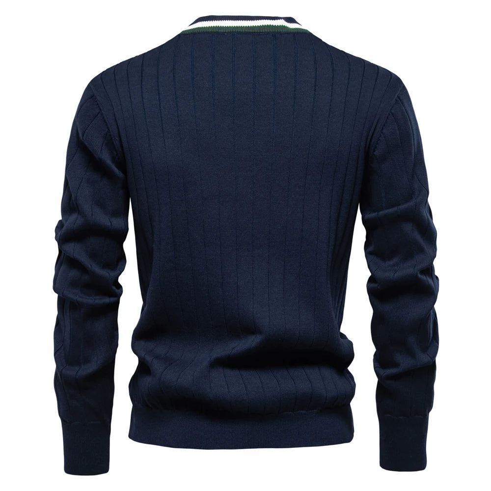 Varsity V-Neck Knit Cardigan