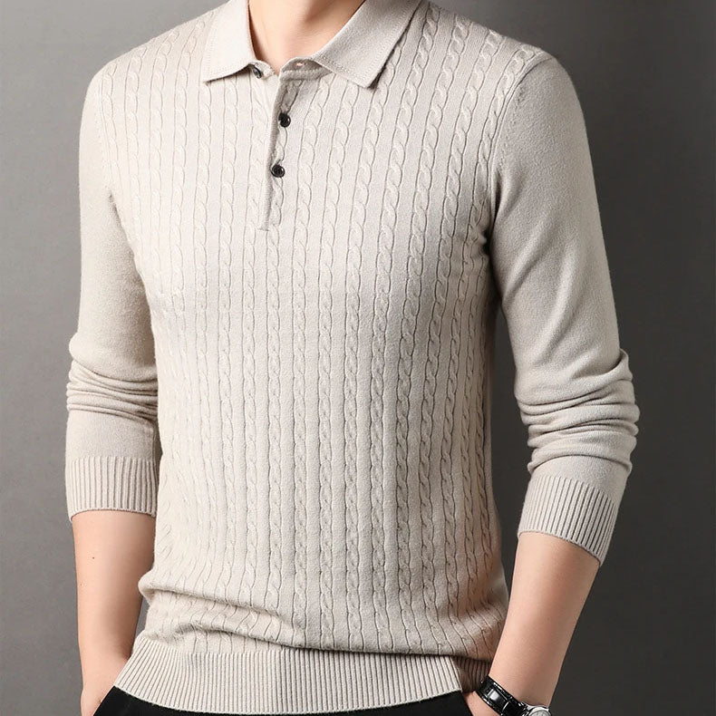 Vittori knit polo sweater green detail