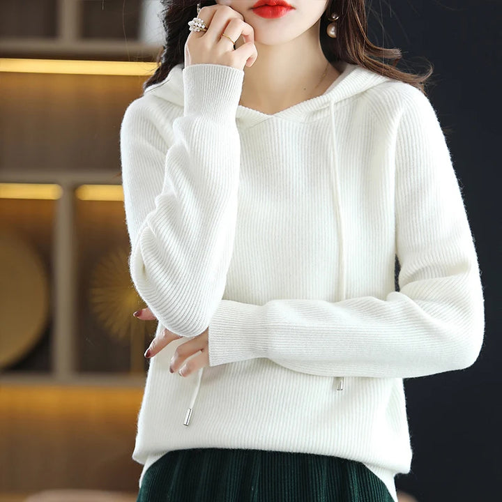 Amaris Hooded Wool-Acrylic Sweater Pullover